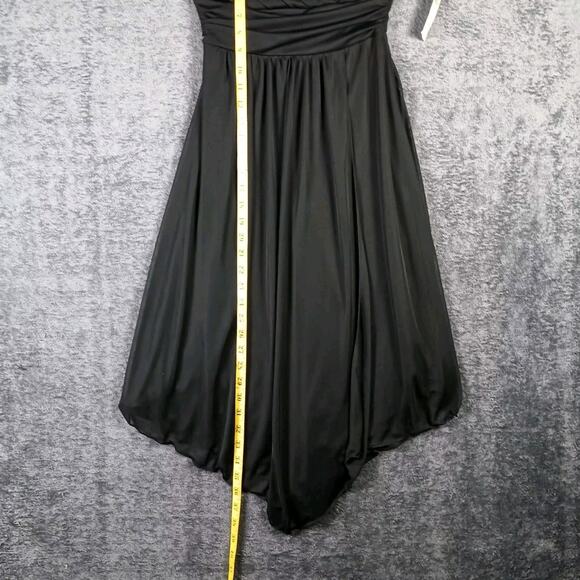 Trixxi Black Halter Cocktail Dress Size Small Handkerchief Hem Empire Waist LBD - Picture 4 of 14